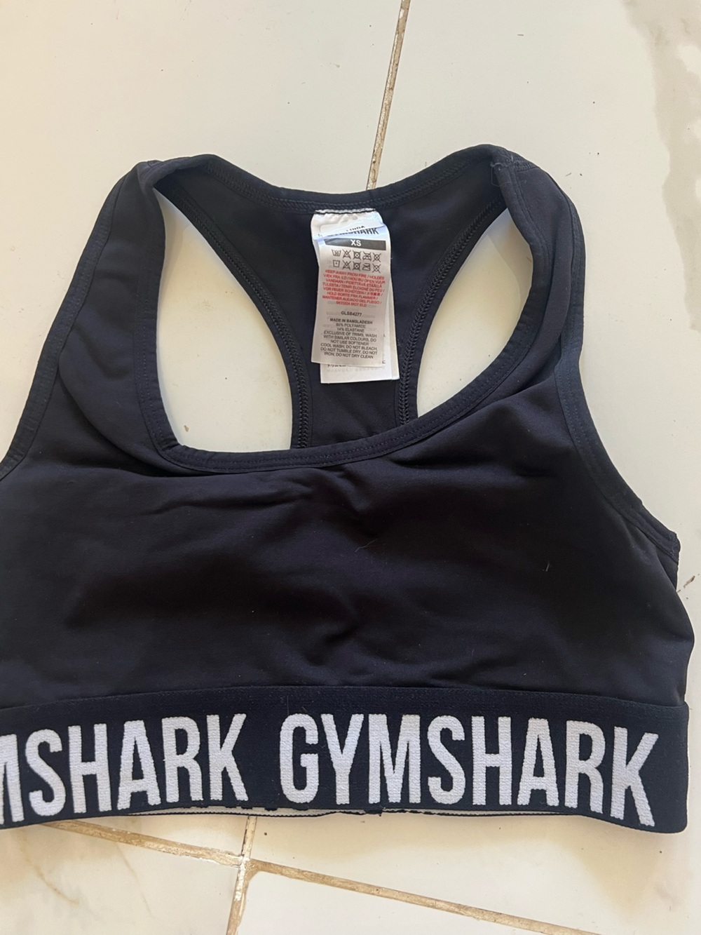 Gymshark Black Racerback Sports Bra with Branded Band